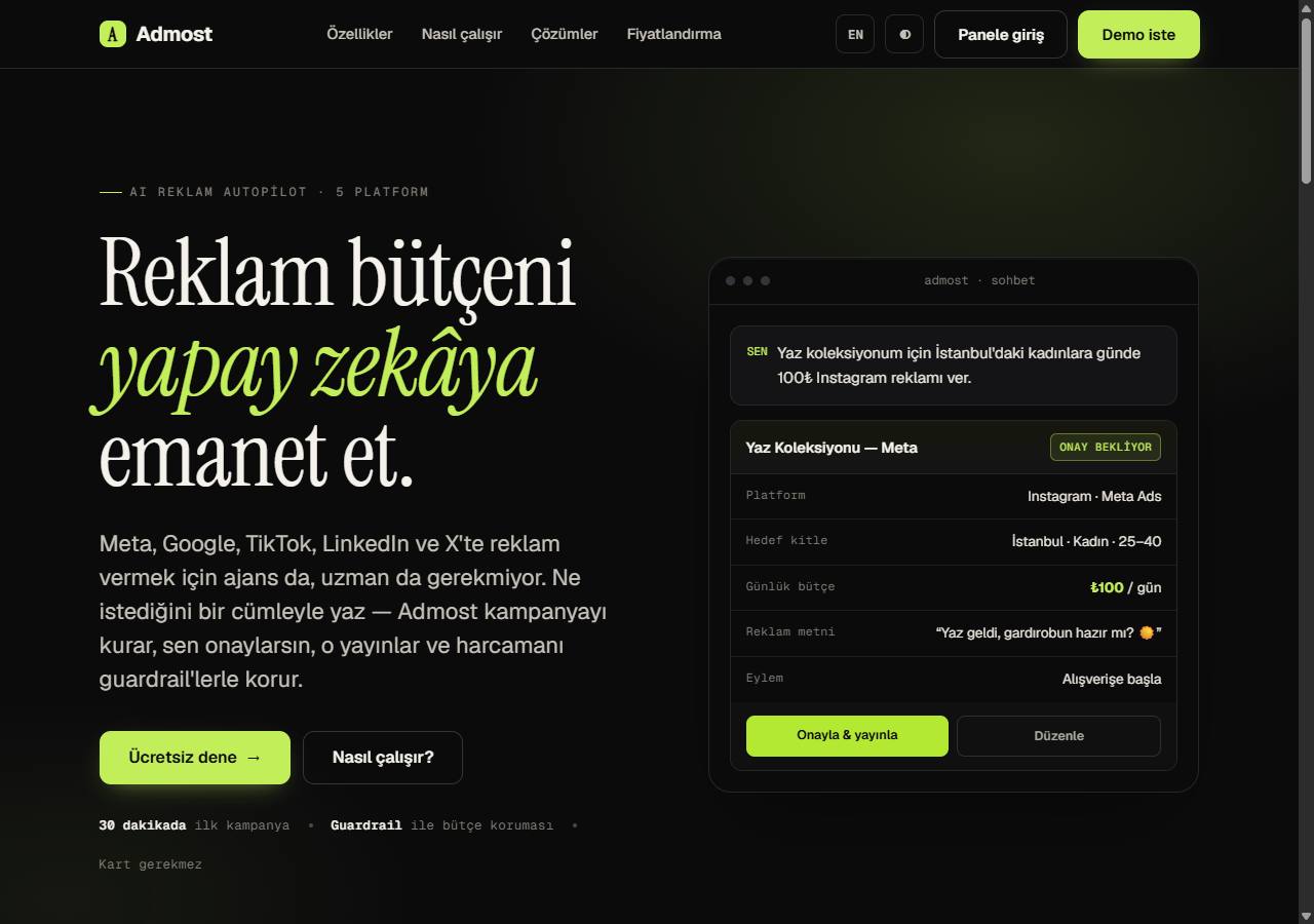 AdMost web sitesi